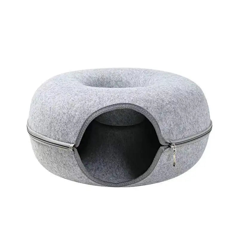 Donut Cat Tunnel Bed Pets House Natural Felt Pet Cat Cave