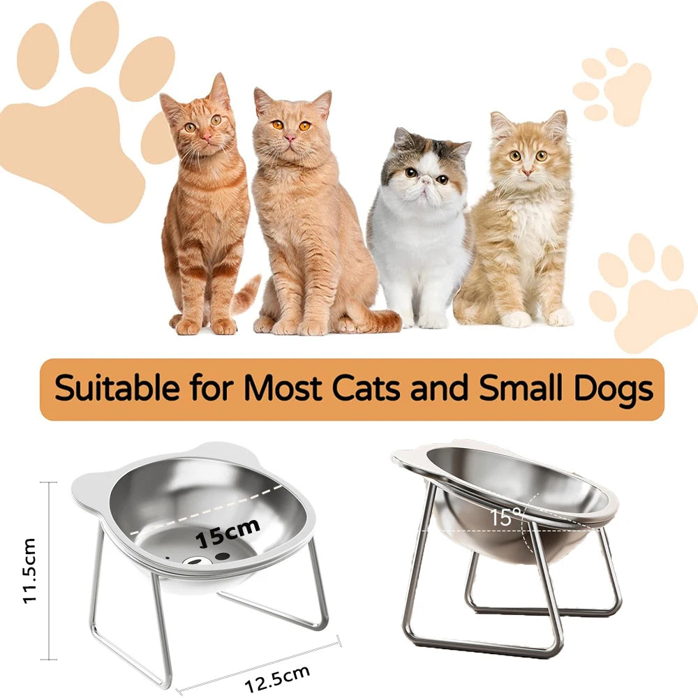 Cat Bowl Stainless Steel Cat Food Bowls with Metal Stand Food