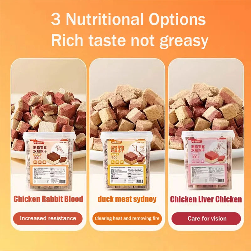 Small frozen double-layer freeze-dried chicken liver