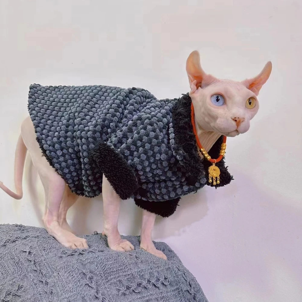 Warm Fleece Jacket for Sphynx Cat Hairless Cat Clothes