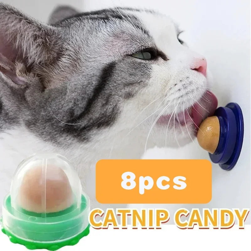 8 pcs Nutrition Cat Catnip Ball Dust Cover Round Safe Catnip Snack