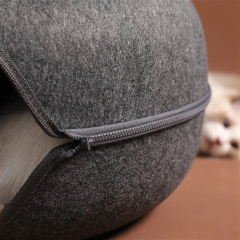 Donut Cat Tunnel Bed Pets House Natural Felt Pet Cat Cave