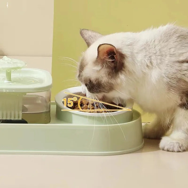2-in-1 Pets Water Fountain Auto Filter Mute Cat Drinker