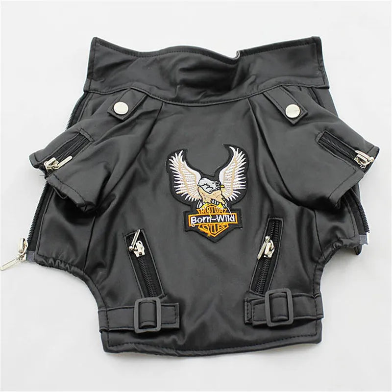 Glorious Eagle Pattern Dog Coat PU Leather Jacket Soft