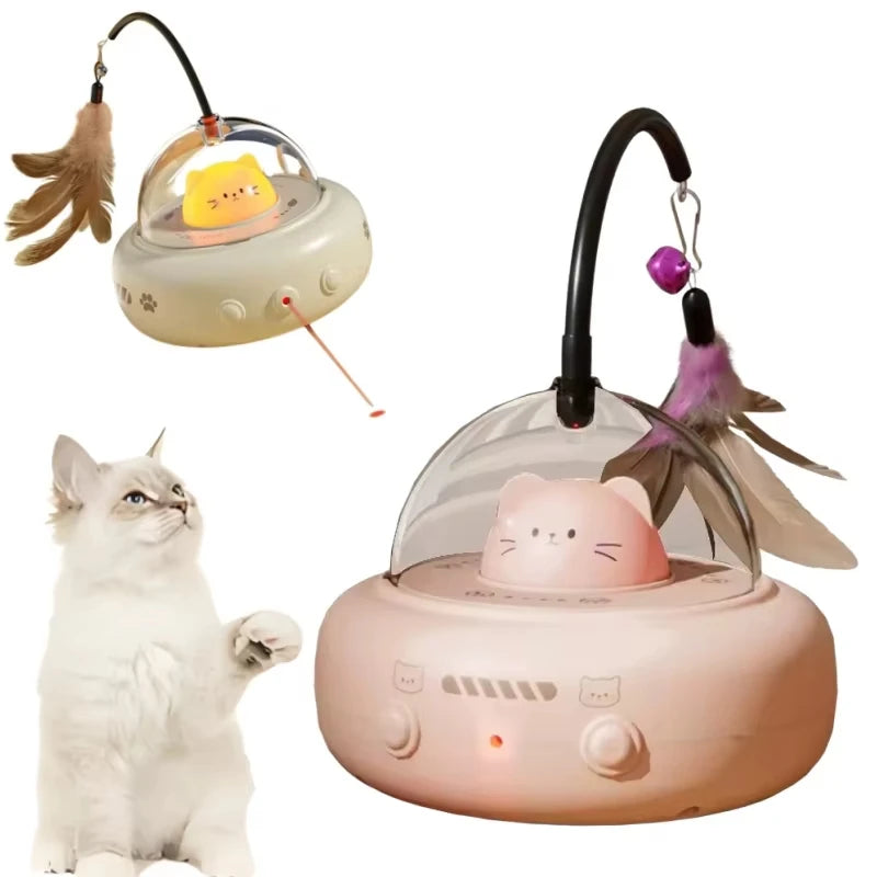 Smart Teaser Cat Toy Electric UFO Cat Teaser Stick With Bell