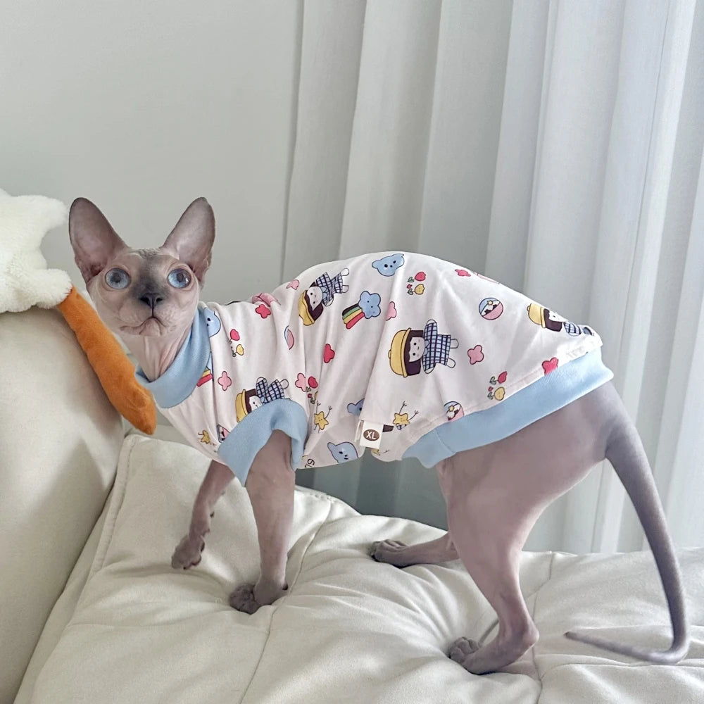 Soft Cotton Short Sleeves T-Shirt for Sphynx Cat Dogs