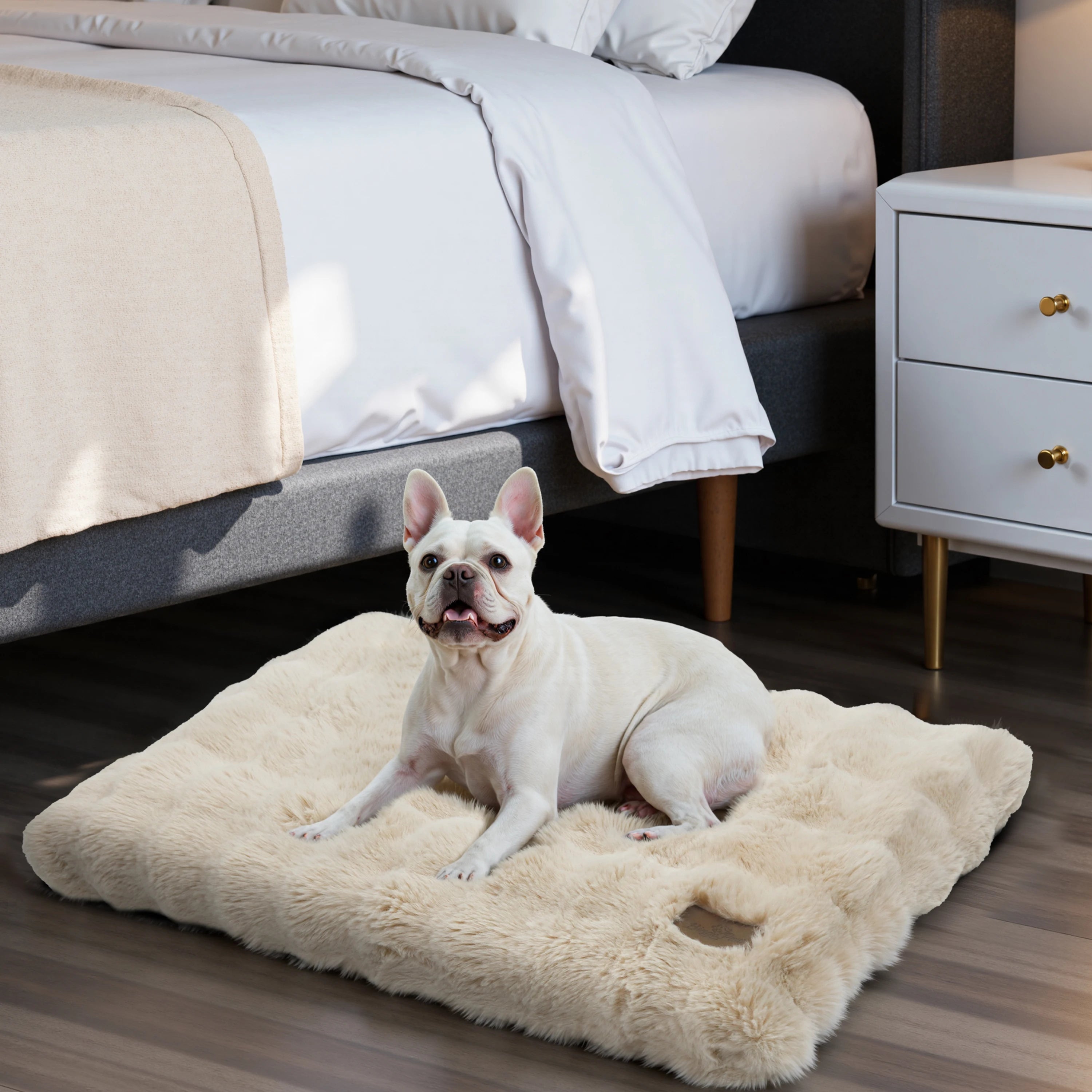 Fluffy Dog Crate Bed for Extra Large Dogs, Plush Faux Fur Crate Pad