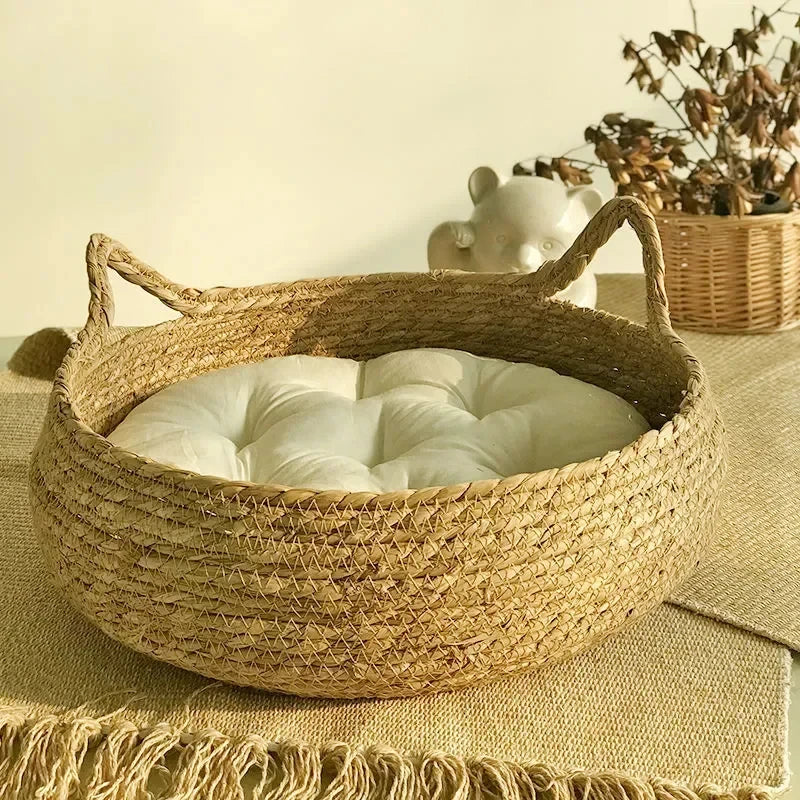 Pure hand-woven rattan cat nest four seasons universal warm pad
