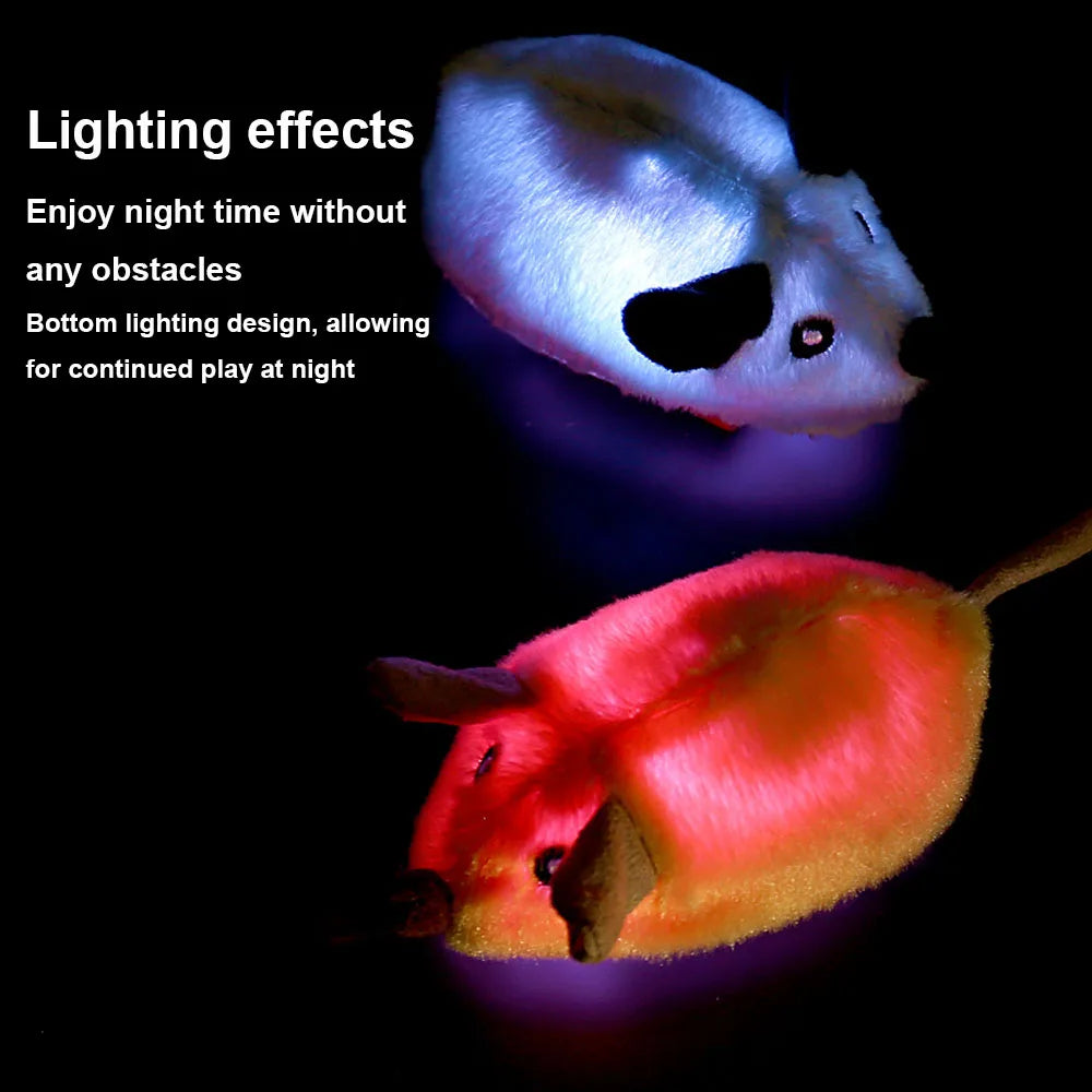 Interactive Plush Cat Toy with Sound & LED Light USB Rechargeable
