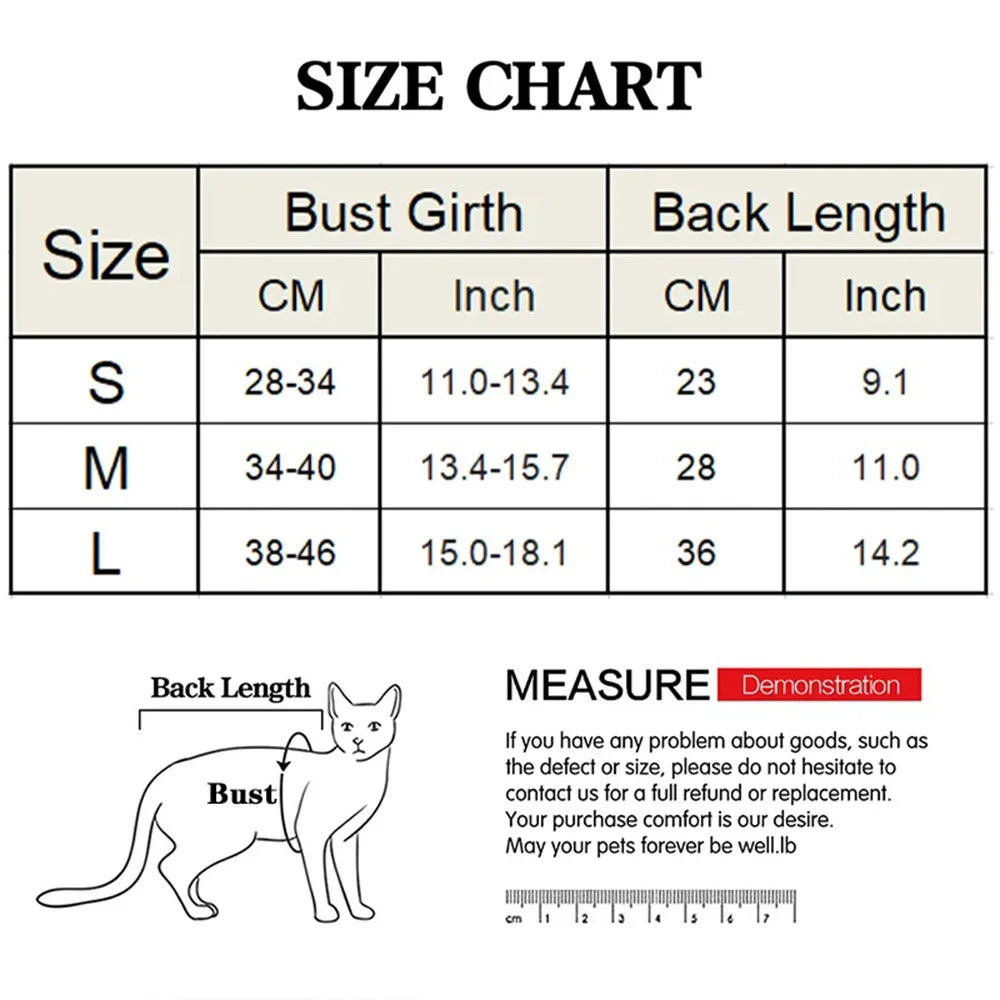Cat Sterilization Vest for Small Medium Large Cats Anti-licking