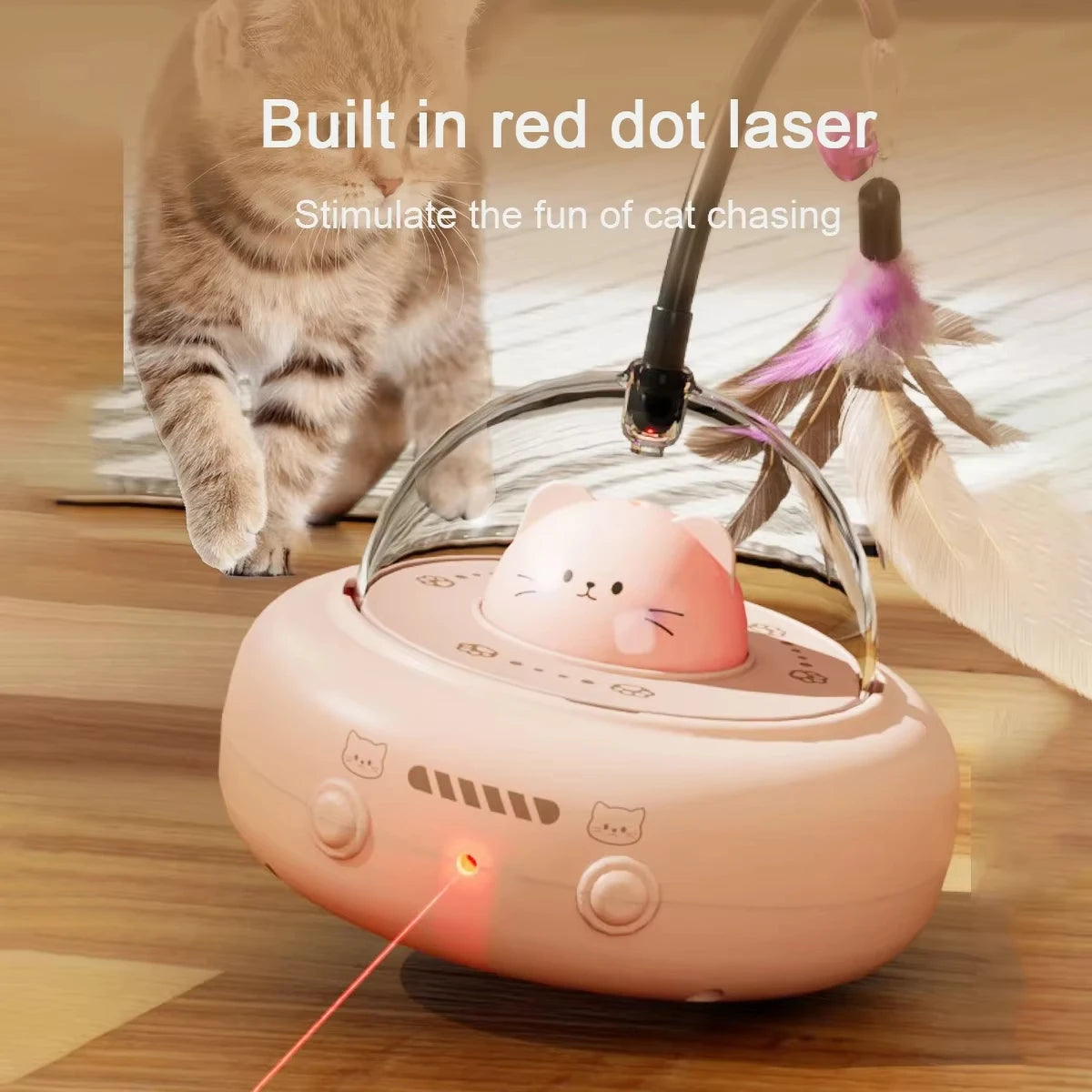 Smart Teaser Cat Toy Electric UFO Cat Teaser Stick With Bell