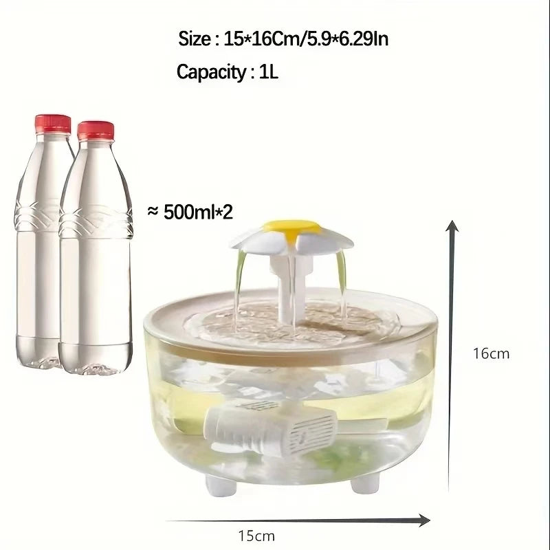 Pet Water Fountain Automatic Cat Drink Bowl Filter USB Electric