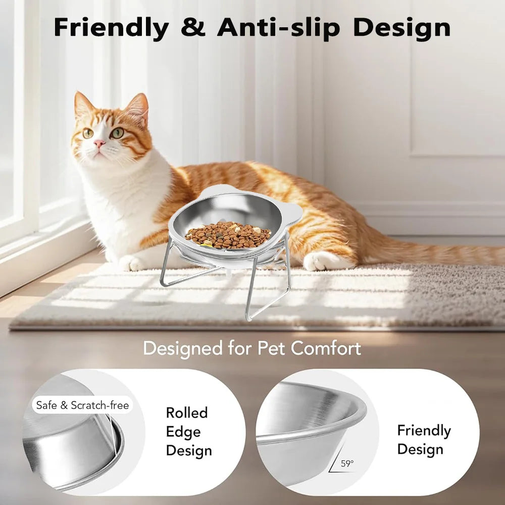 Cat Bowl Stainless Steel Cat Food Bowls with Metal Stand Food