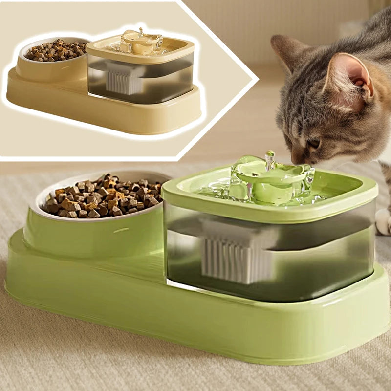 2-in-1 Pets Water Fountain Auto Filter Mute Cat Drinker