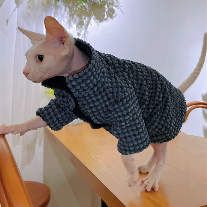 Warm Fleece Jacket for Sphynx Cat Hairless Cat Clothes