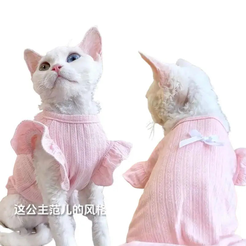 Pink White Cute Bow Dog Vest Dog Clothes Puppy Pullover