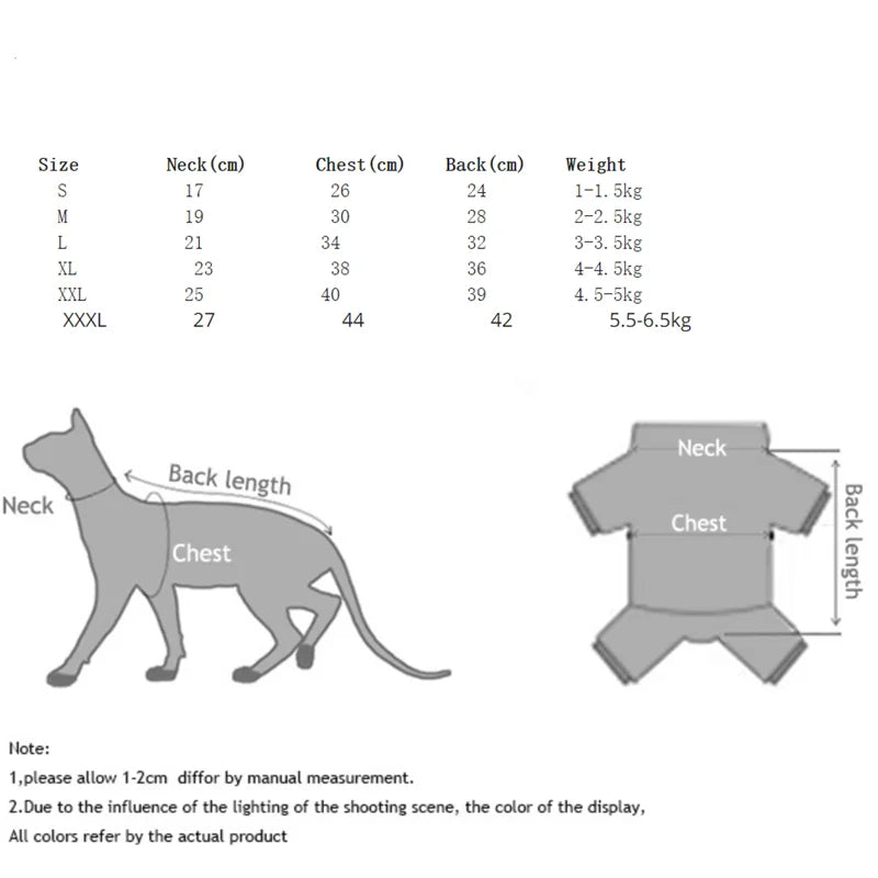 Soft Cotton Short Sleeves T-Shirt for Sphynx Cat Dogs