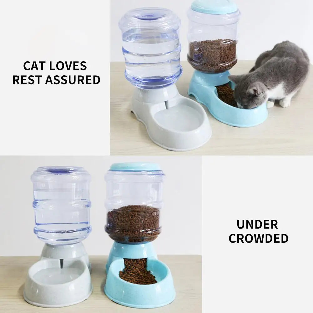 3.8L Automatic Pet Feeder Water Fountain Drink Bowl Large