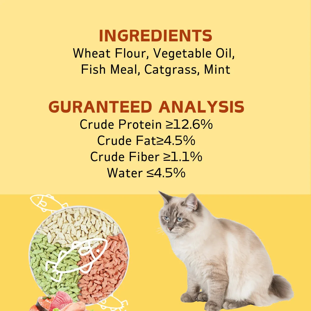 Cat Fish Shape Biscuit, Cat Treats for Hairball Support