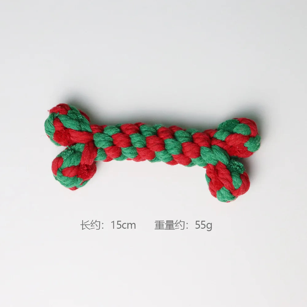 1/6PC Christmas Dog Toy Rope Ball Cotton Rope