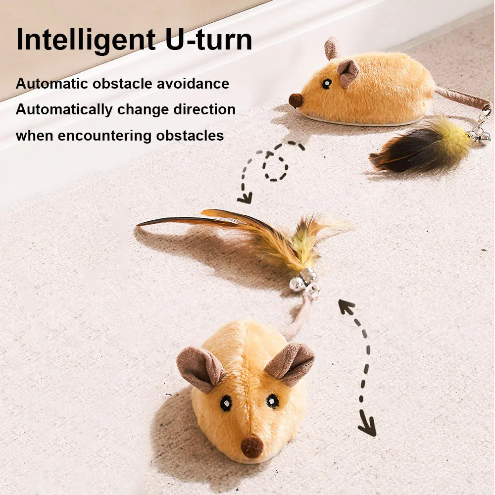 Interactive Plush Cat Toy with Sound & LED Light USB Rechargeable