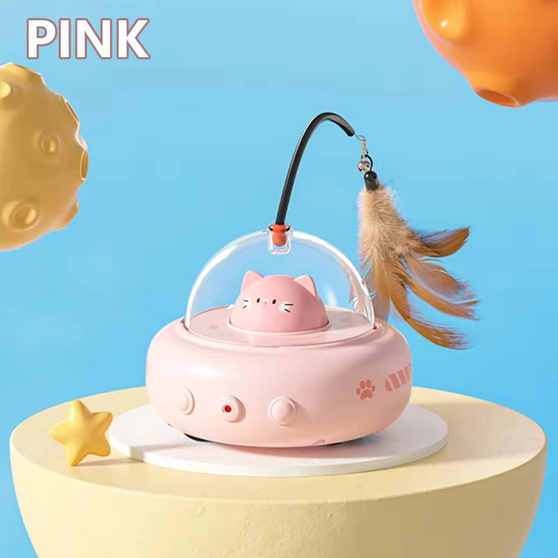 Smart Teaser Cat Toy Electric UFO Cat Teaser Stick With Bell