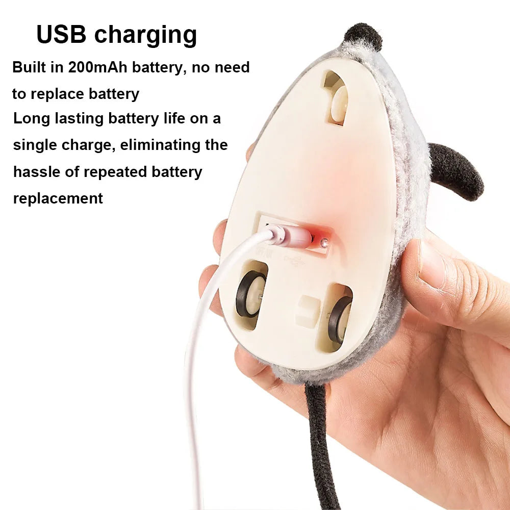 Interactive Plush Cat Toy with Sound & LED Light USB Rechargeable