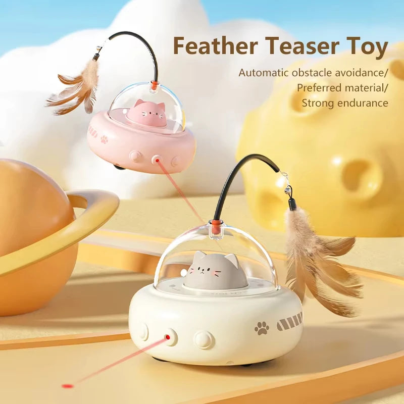 Smart Teaser Cat Toy Electric UFO Cat Teaser Stick With Bell