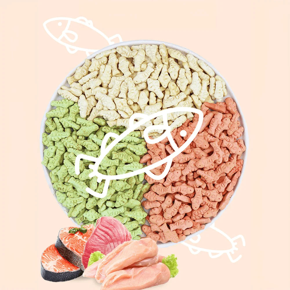 Cat Fish Shape Biscuit, Cat Treats for Hairball Support