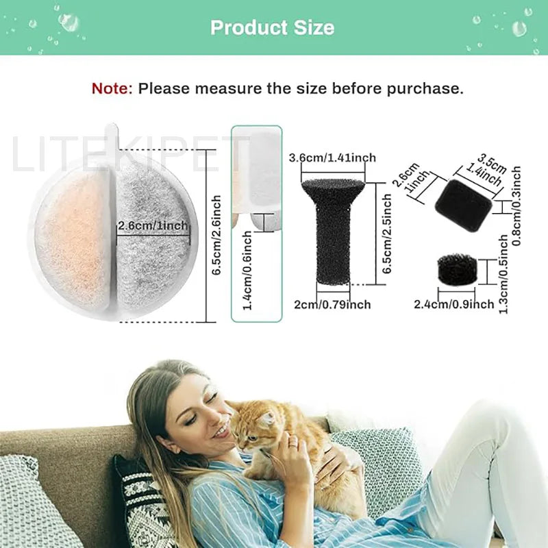 12 Cat Water Fountain Filters 6 Centre Sound-Absorbing Pump