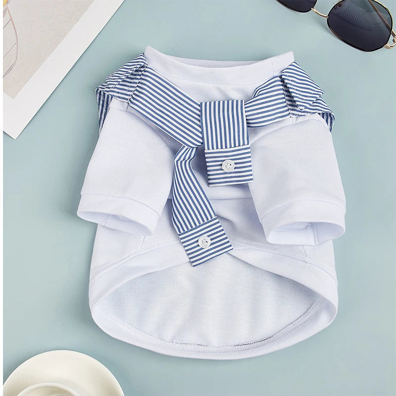 Spring Summer Small Medium Sized Dog Fake Two Pieces Shirt