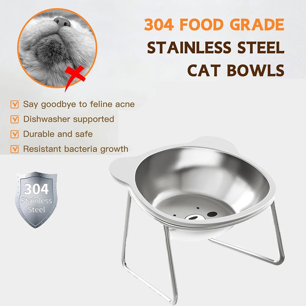 Cat Bowl Stainless Steel Cat Food Bowls with Metal Stand Food