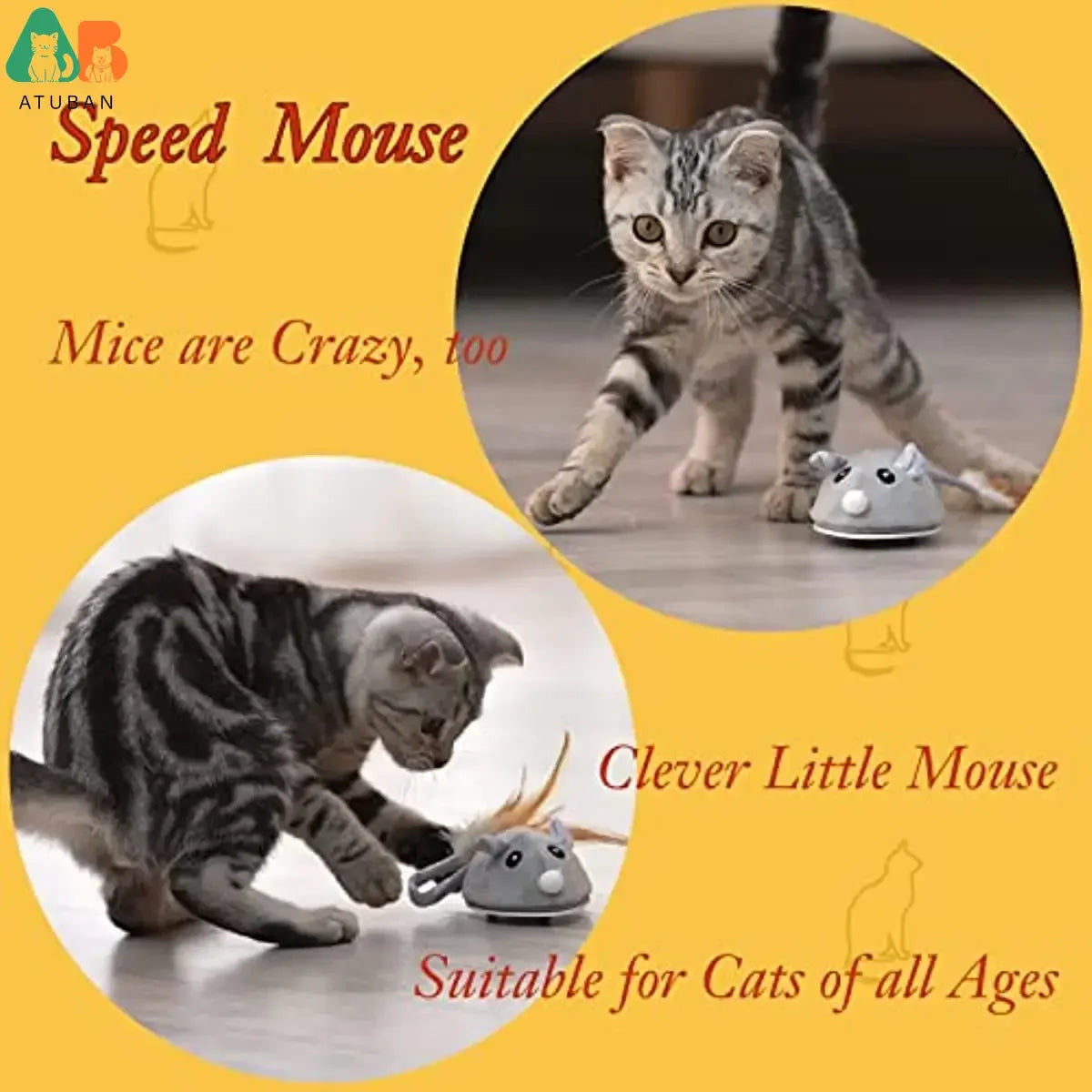 ATUBAN Automatic Cat Toys with Feather Wand , Interactive