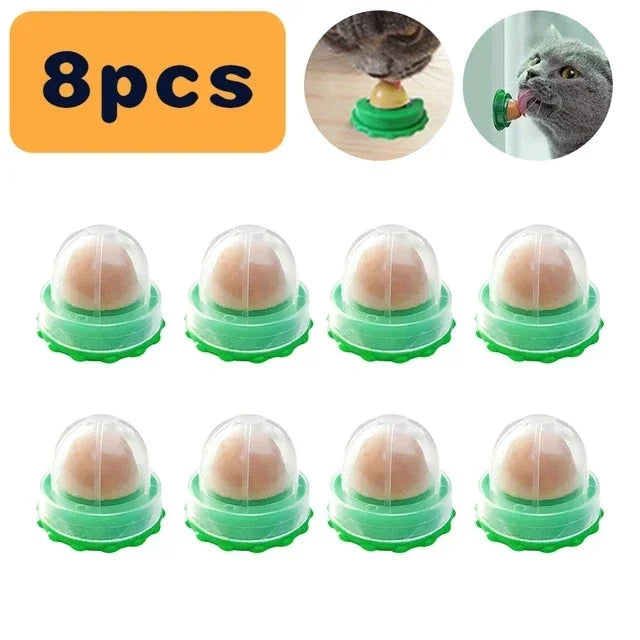 8 pcs Nutrition Cat Catnip Ball Dust Cover Round Safe Catnip Snack