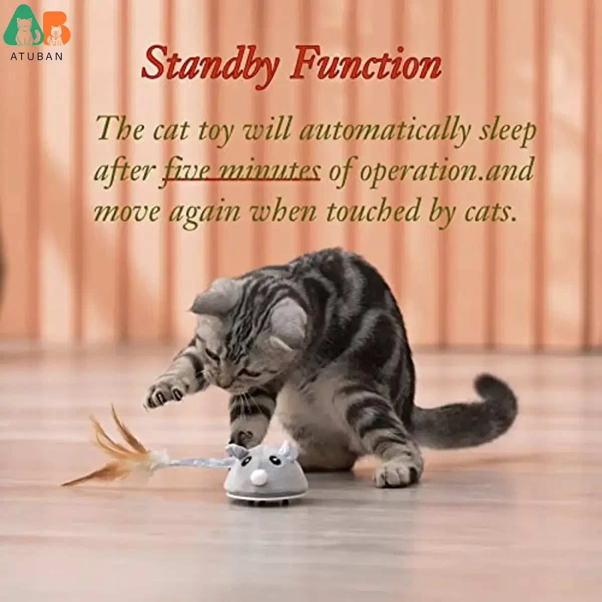 ATUBAN Automatic Cat Toys with Feather Wand , Interactive