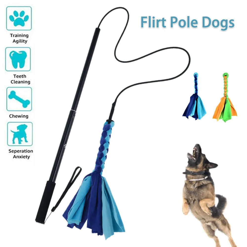 Dogs Flirt Lure Pole Stick Toys Pet Interactive