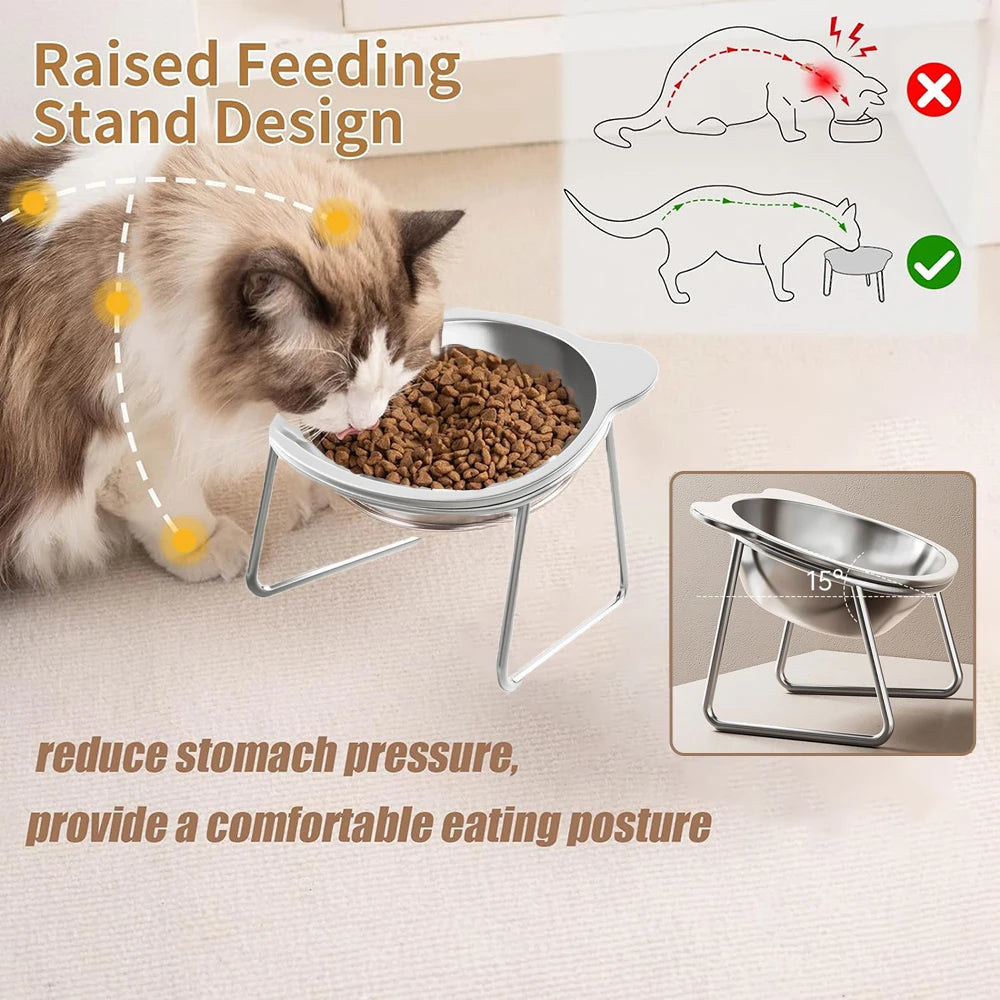 Cat Bowl Stainless Steel Cat Food Bowls with Metal Stand Food