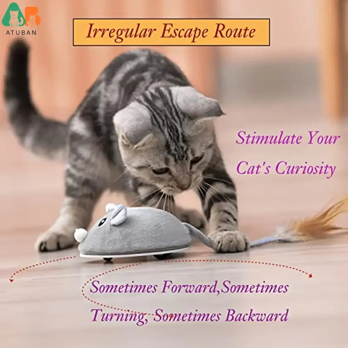 ATUBAN Automatic Cat Toys with Feather Wand , Interactive