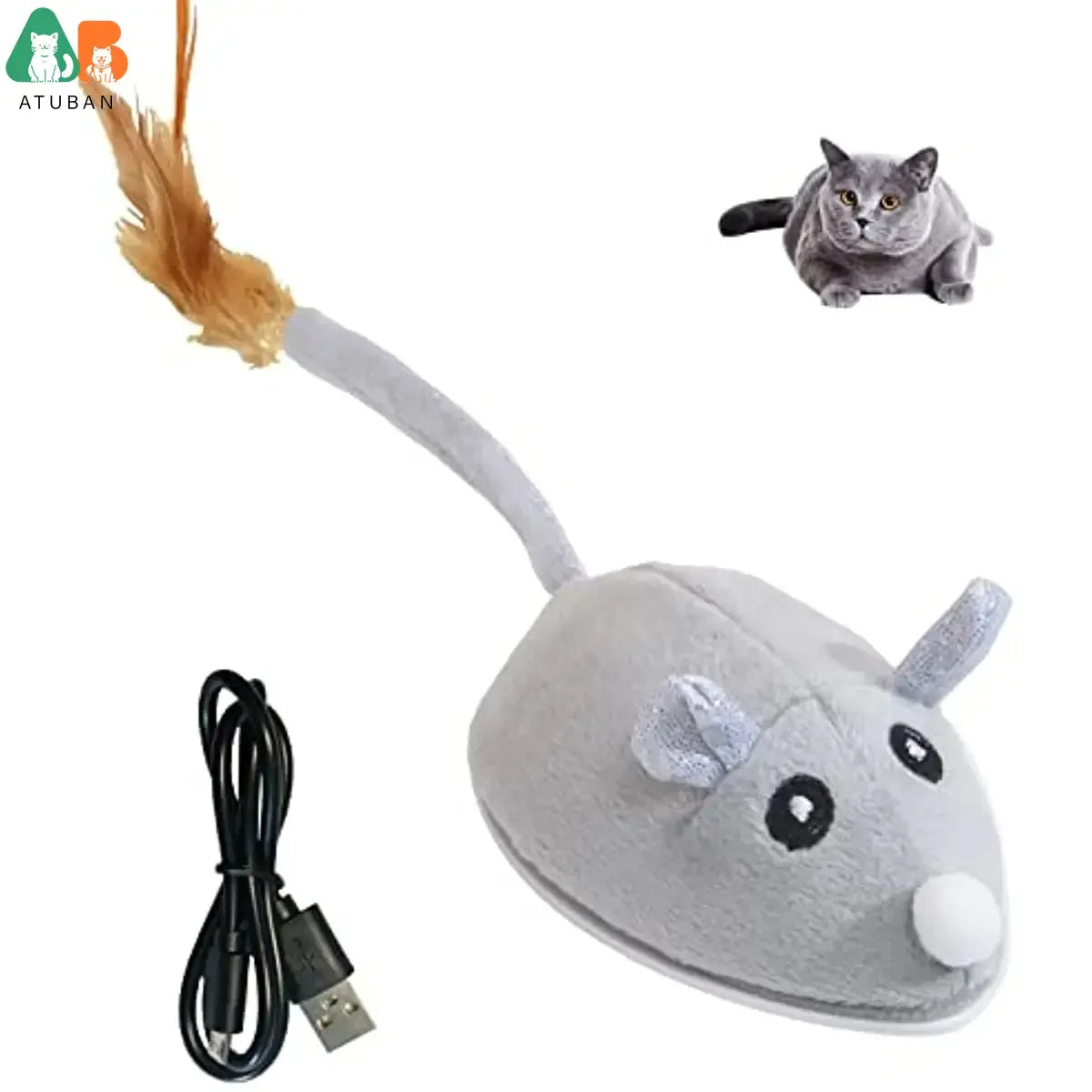 ATUBAN Automatic Cat Toys with Feather Wand , Interactive
