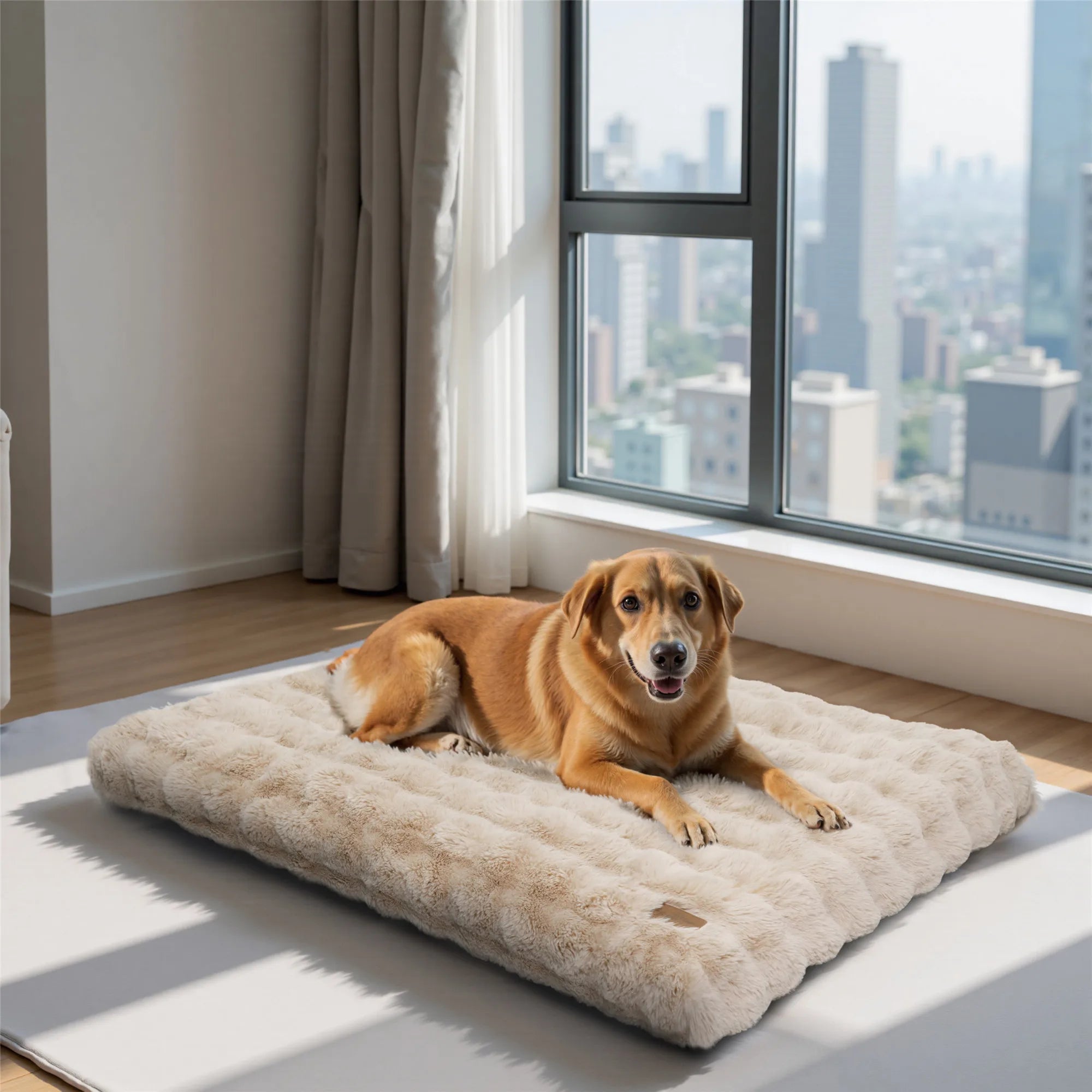 Fluffy Dog Crate Bed for Extra Large Dogs, Plush Faux Fur Crate Pad