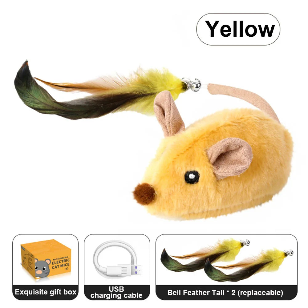 Interactive Plush Cat Toy with Sound & LED Light USB Rechargeable