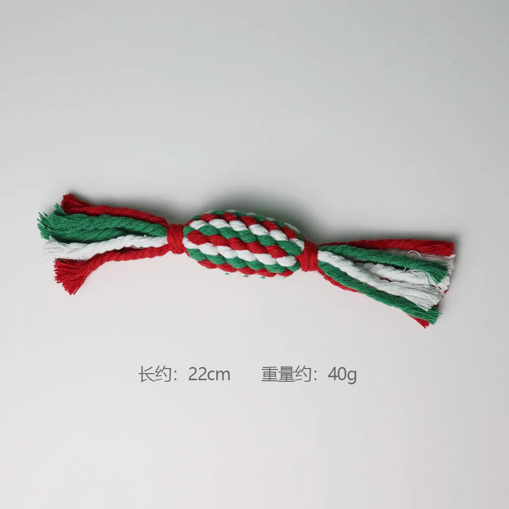 1/6PC Christmas Dog Toy Rope Ball Cotton Rope