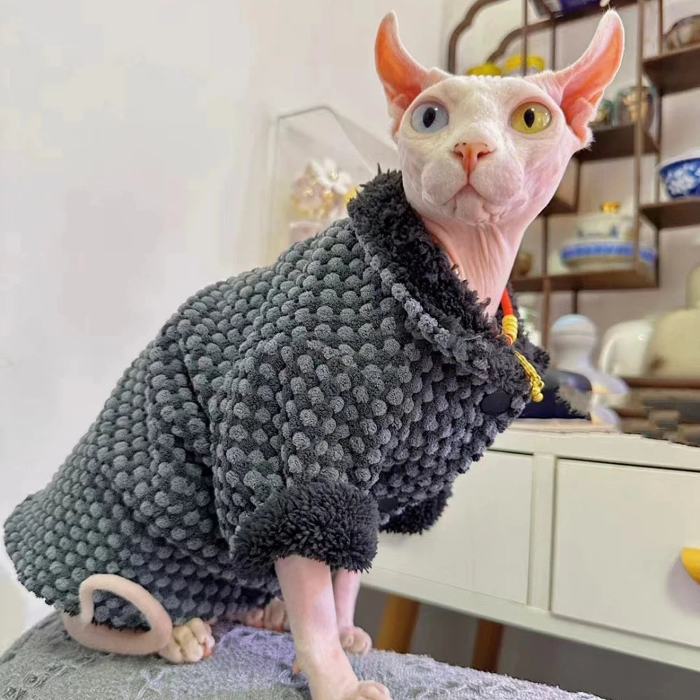 Warm Fleece Jacket for Sphynx Cat Hairless Cat Clothes