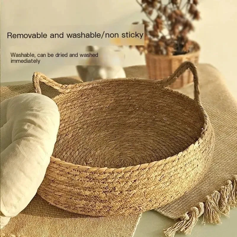 Pure hand-woven rattan cat nest four seasons universal warm pad
