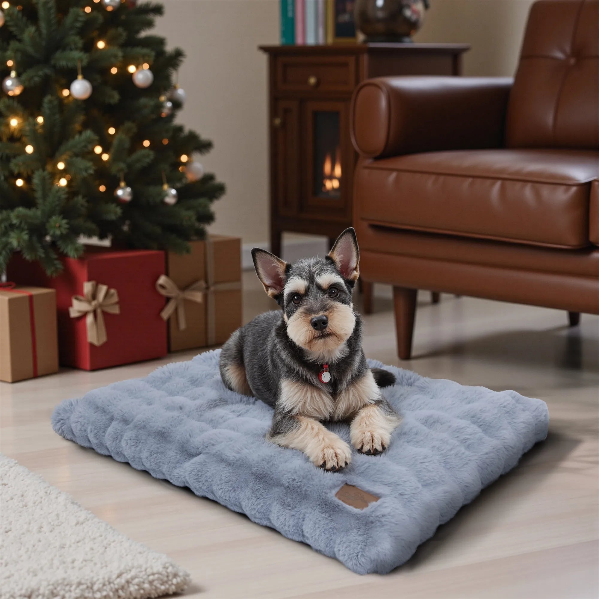Fluffy Dog Crate Bed for Extra Large Dogs, Plush Faux Fur Crate Pad