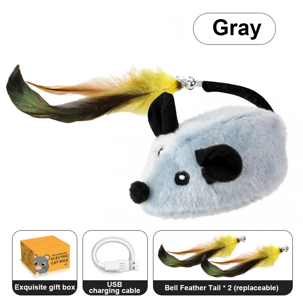 Interactive Plush Cat Toy with Sound & LED Light USB Rechargeable