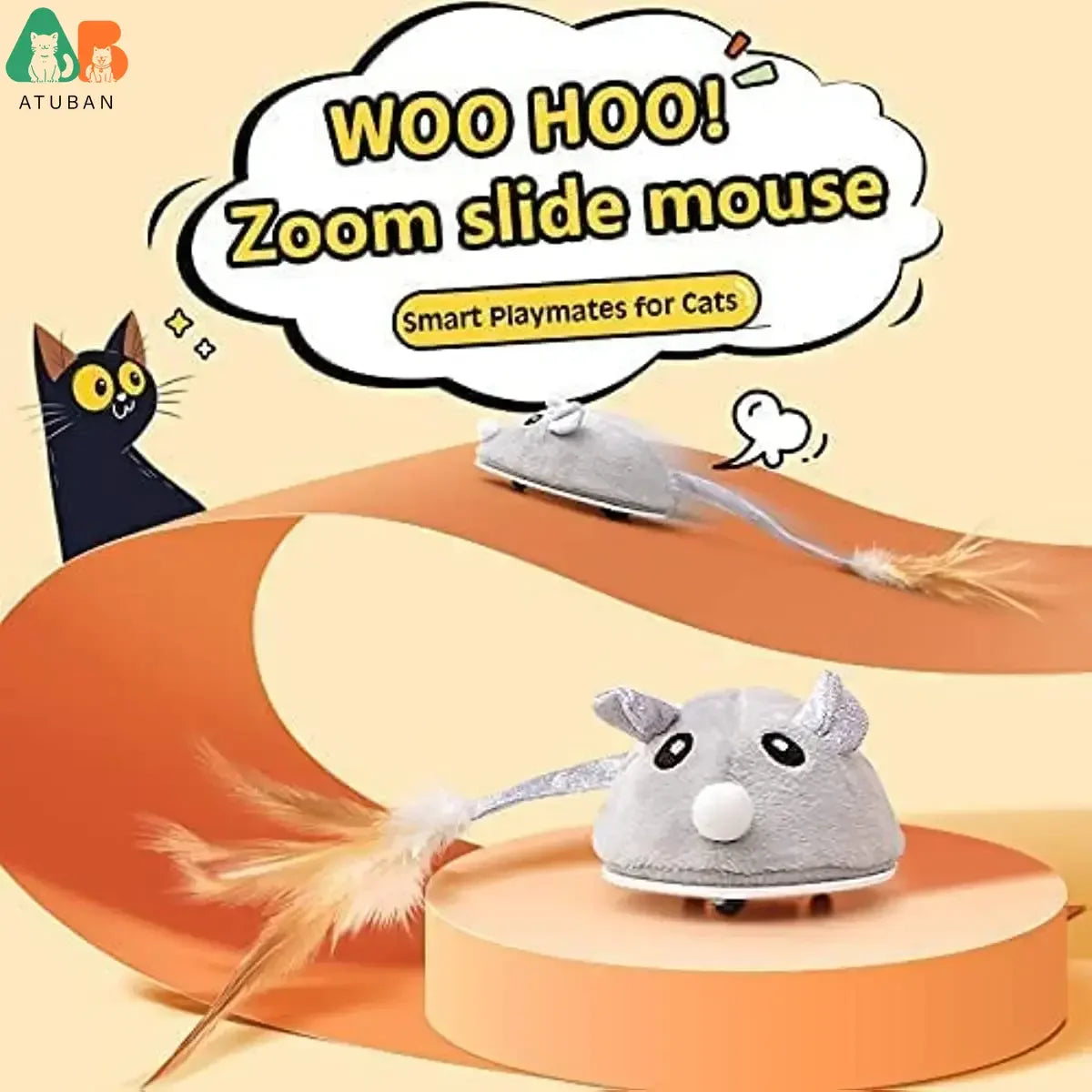 ATUBAN Automatic Cat Toys with Feather Wand , Interactive
